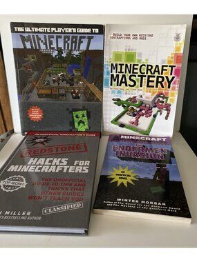 Lot of 4 Minecraft Books Minecraft Hacks Combat Redstone Essential Construction